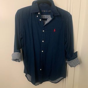 Ralph Lauren Blue Button Down-  Gingham Lining!